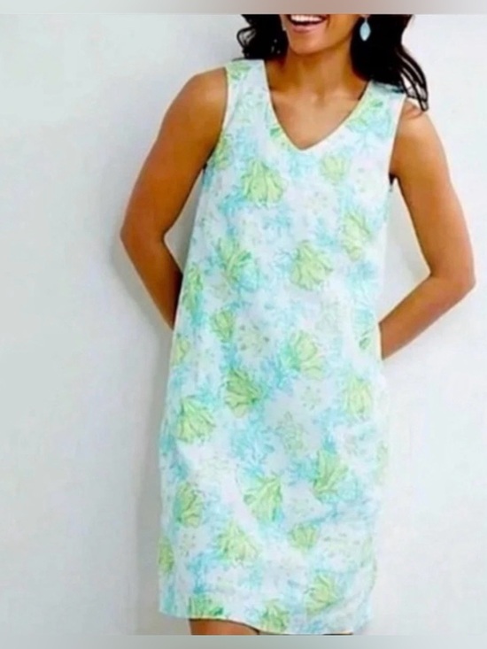 J. Jill Dresses & Skirts - J.Jill J. Jill Ocean Turtle Reed Linen Shift Dress Size Small